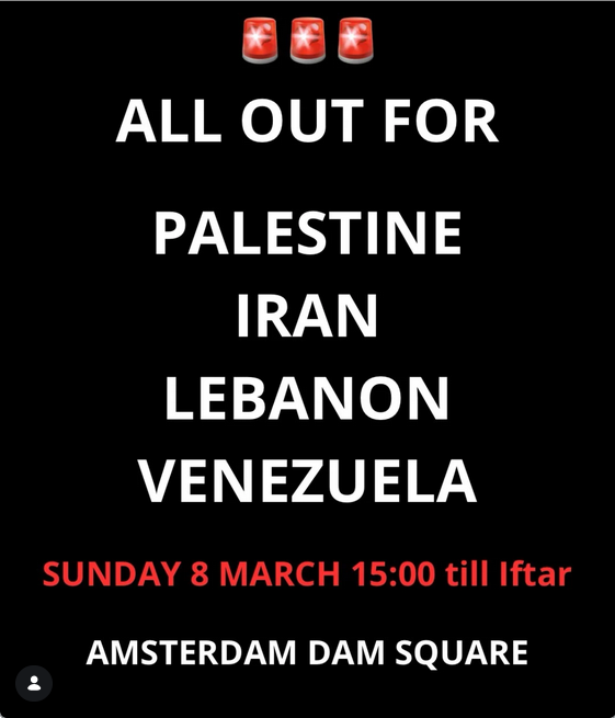 Demonstratie voor Iran, Libanon, Venezuela en Palestina